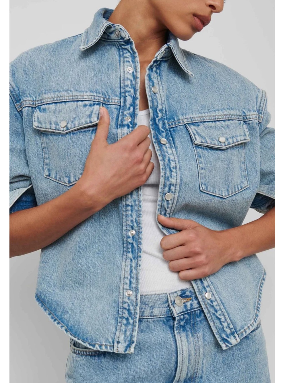 NWT Wardrobe NYC Light Wash Denim Shirt Jacket